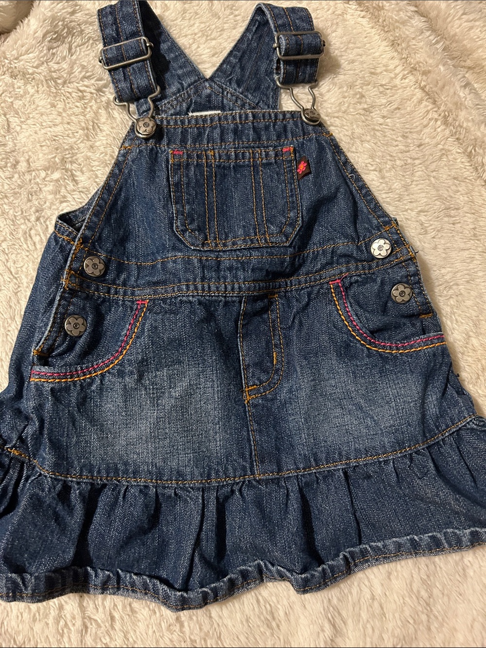 Carter's Dark Blue Denim Ruffle Overalls